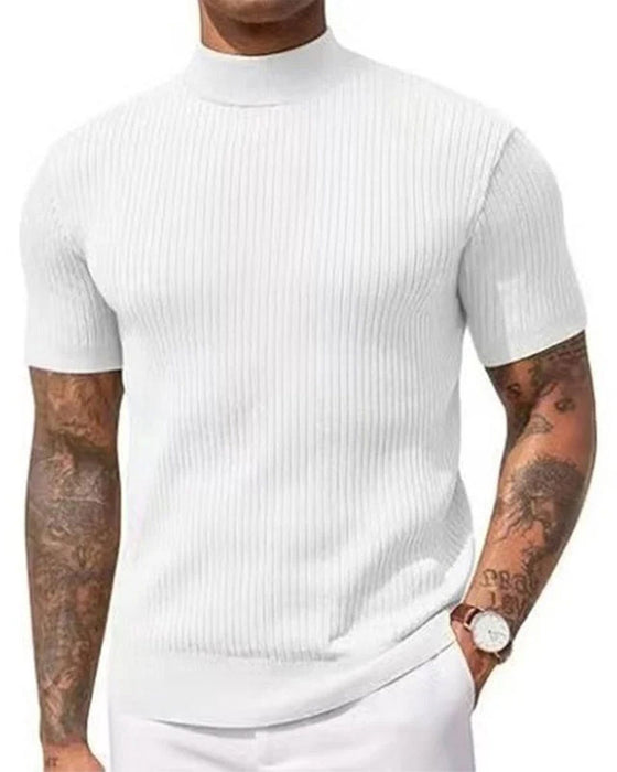 T-Shirt Mock Neck Herren Kurzarm