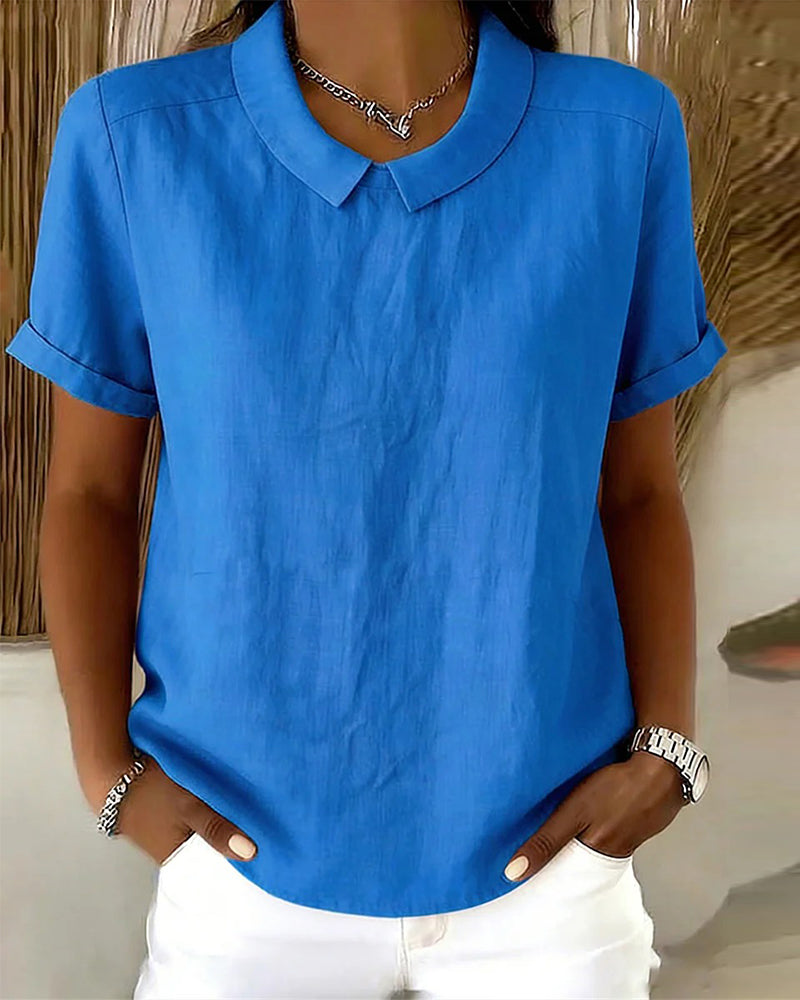Blouse Col Claudine Manche Courte