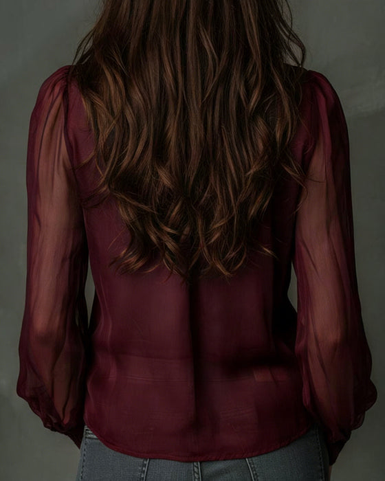 Blouse Demi-zippé Maille Manches-longues