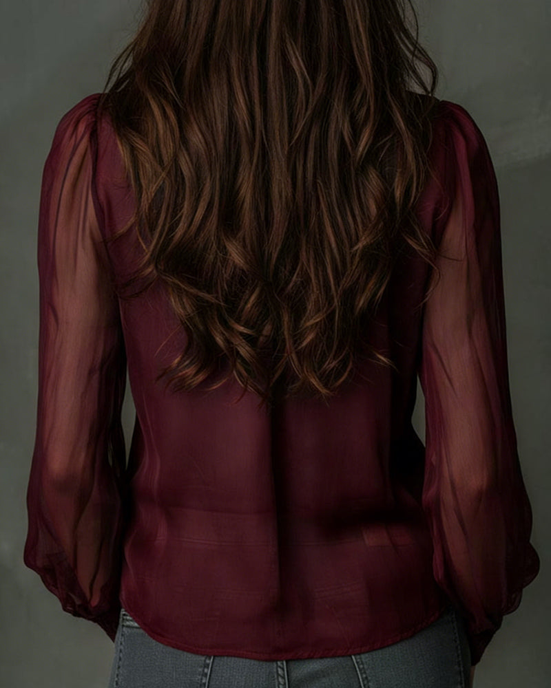 Blouse Demi-zippé Maille Manches-longues