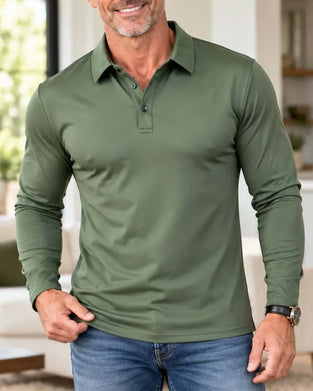 Polo À Manches Longues Avec Col Et Patte Boutonnée Pour Homme