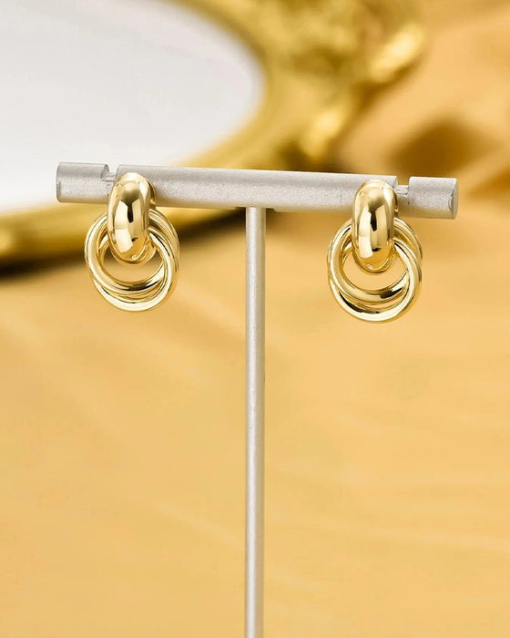Boucles D'oreilles Vintage Texturé Double Couche Métal Enroulé