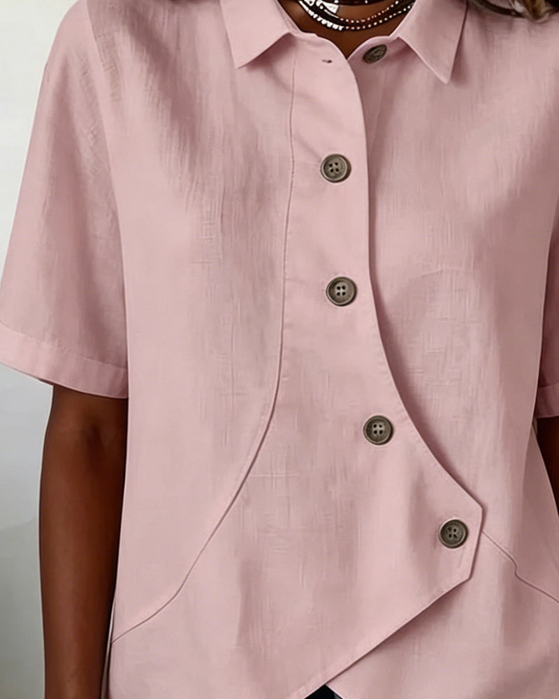 Chemise Patte Coton-lin Asymétrique Boutonnage