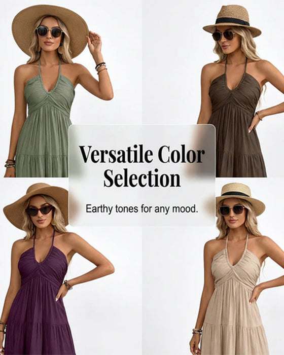 Robe Halter Bandeau Volant Multi-Couches