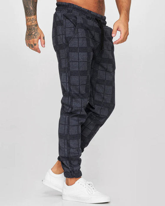Pantalon décontracté à carreaux pour hommes