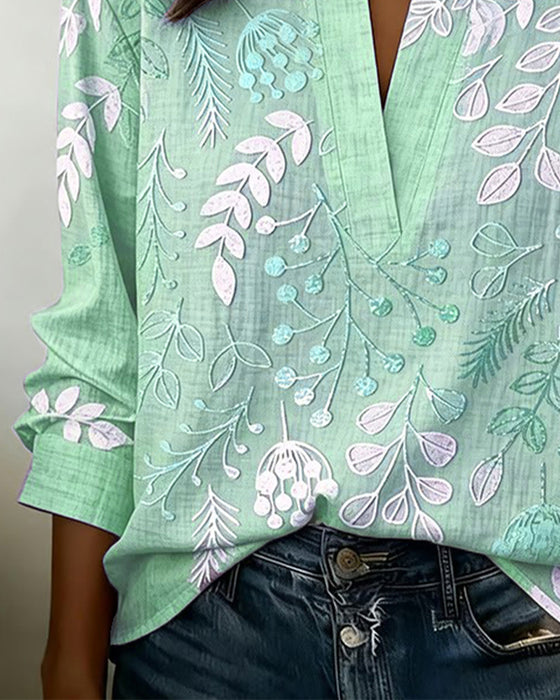 Blouse À Motif Floral Et Col Montant
