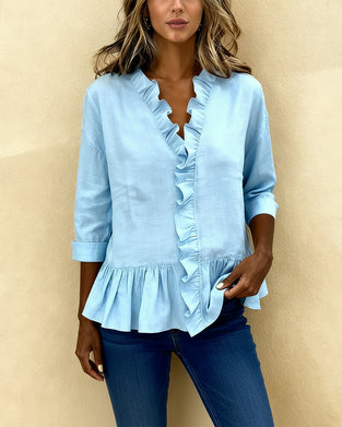 Blouse Froufrou V Col Dentelle