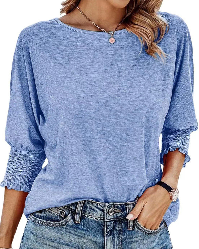 Tshirt Coupe Ample Col Rond Poignets Froncés