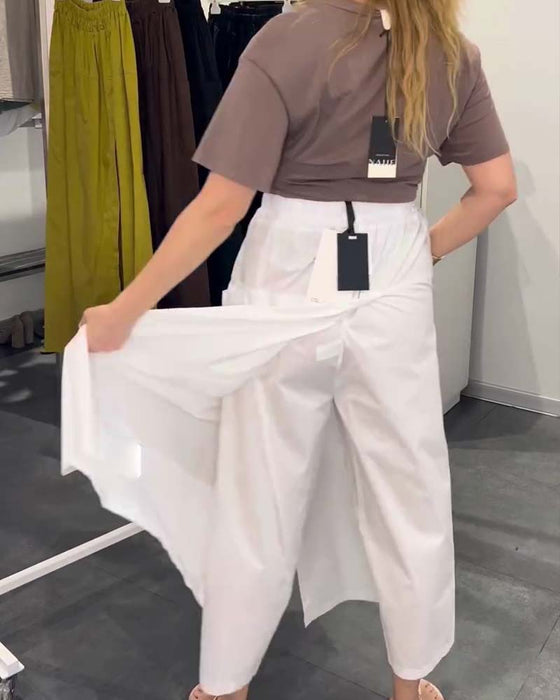 Pantalon Décontracté Style Tablier Cheville