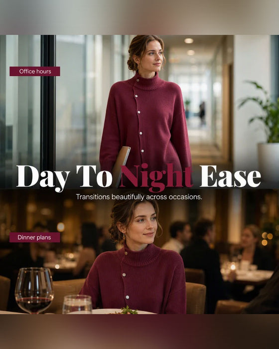Cardigan Col Roulé Simple Boutonnage