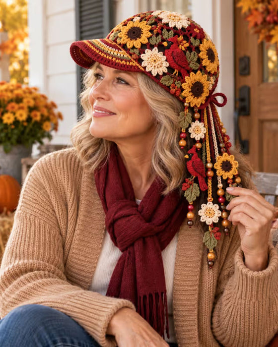 🍂 Casquette De Baseball D'Automne En Crochet Faite Main Pour Femme