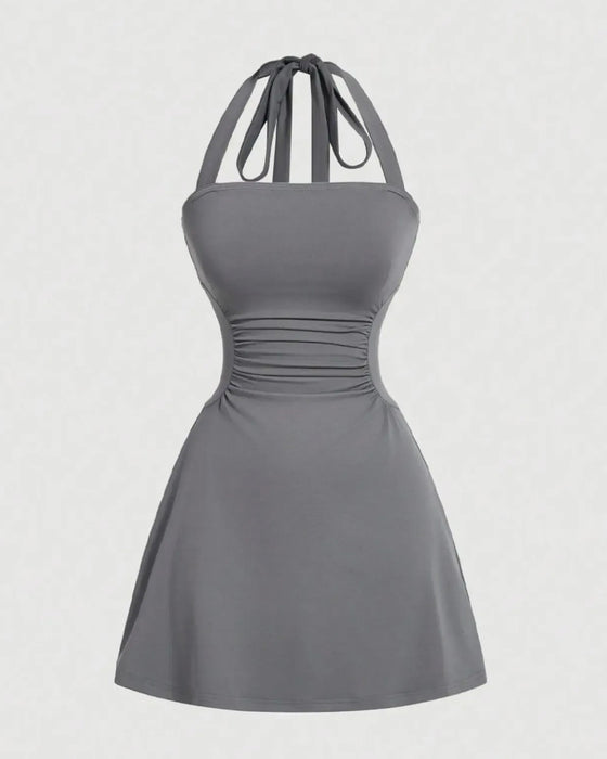 Robe Halterneck Bandage Taille Froncée