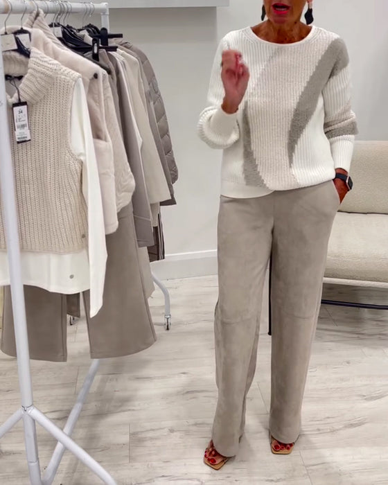 Pull Col Rond Confortable Décontracté