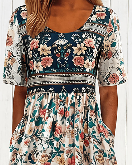 Robe Vintage Floral Cintré Midi