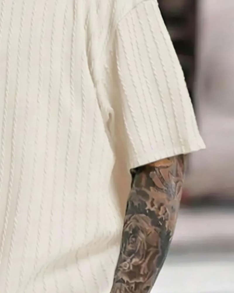 Ensemble Homme T-Shirt Rayé Et Short Col Crew