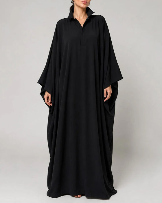 Robe Revers Manches Chauve-Souris Chemise