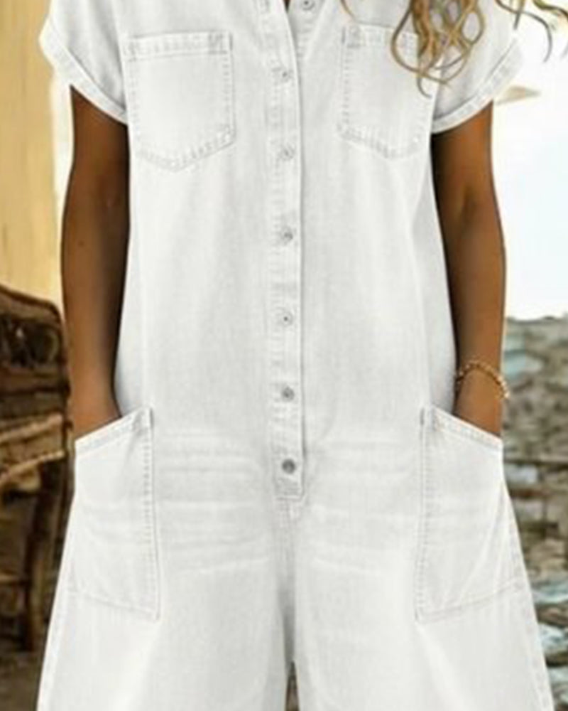 Combinaison Court Manche Denim