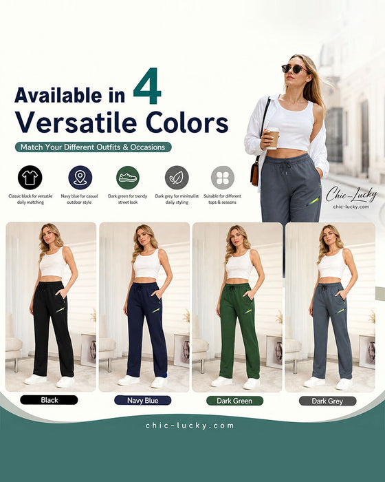 Pantalon Fermeture Éclair Pochette Jambe Droite