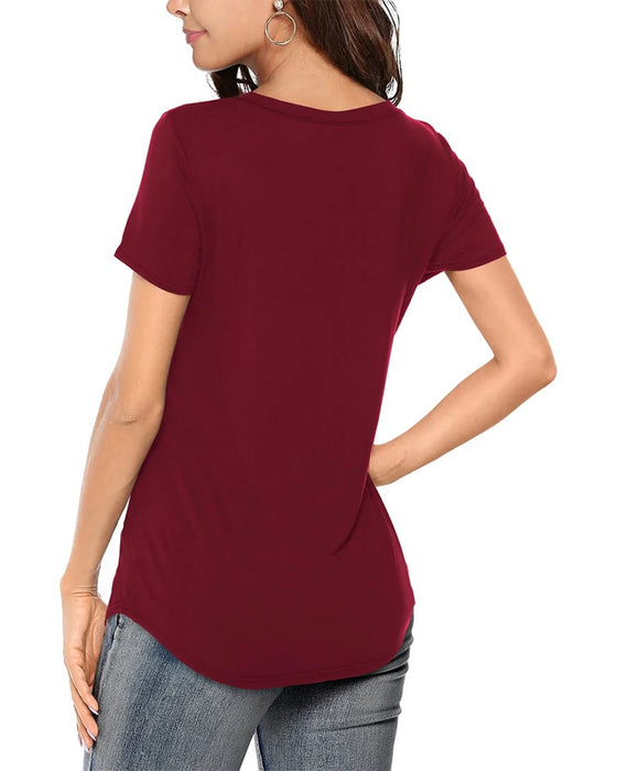 T-Shirt Irrégulier Col-V Casual