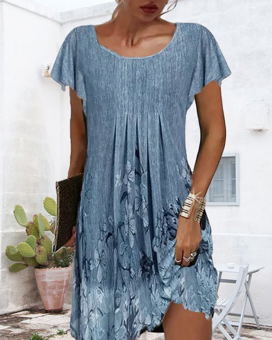 Robe Manches Volantées Imprimé