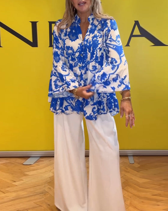 Chemisier imprimé frais à manches longues