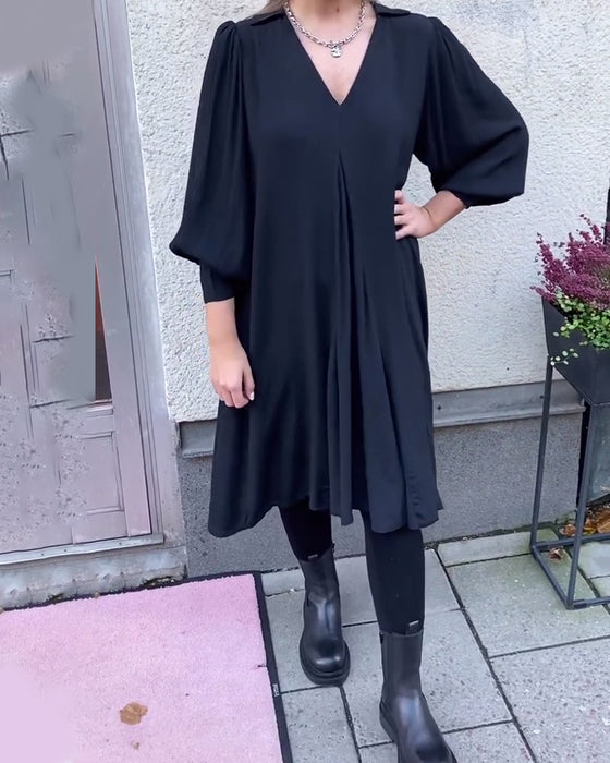 Robe Col En V Tendance Manches Lanterne