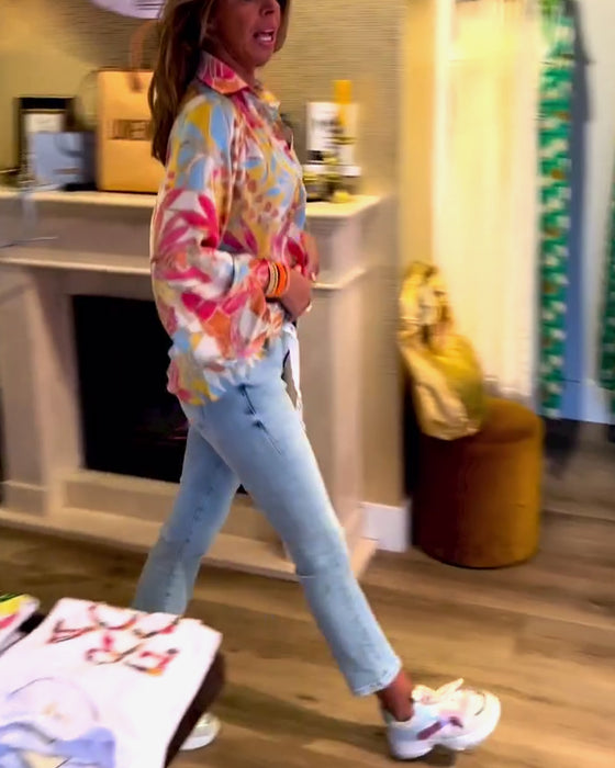 Haut à manches longues imprimé à revers