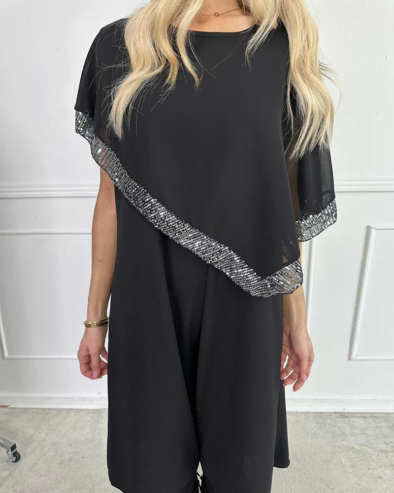 Robe Tendance Unie Avec Châle