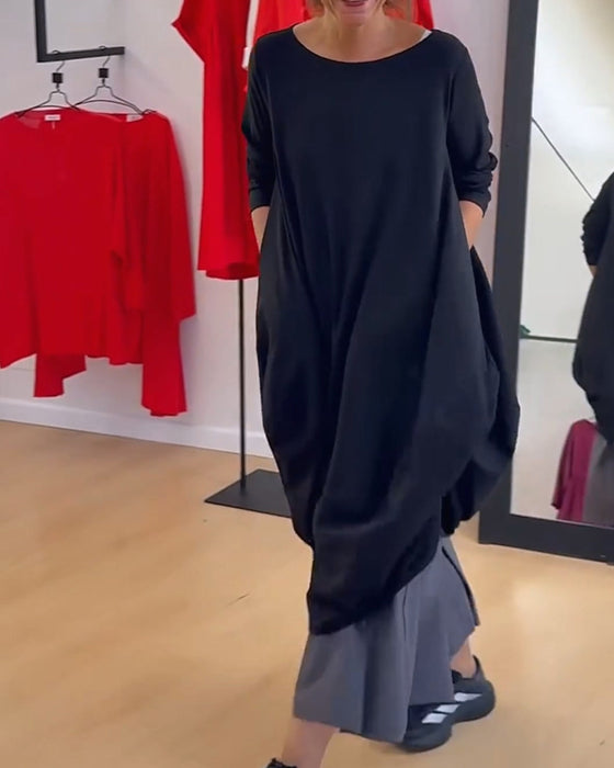 Robe Décontractée Unie Irrégulière