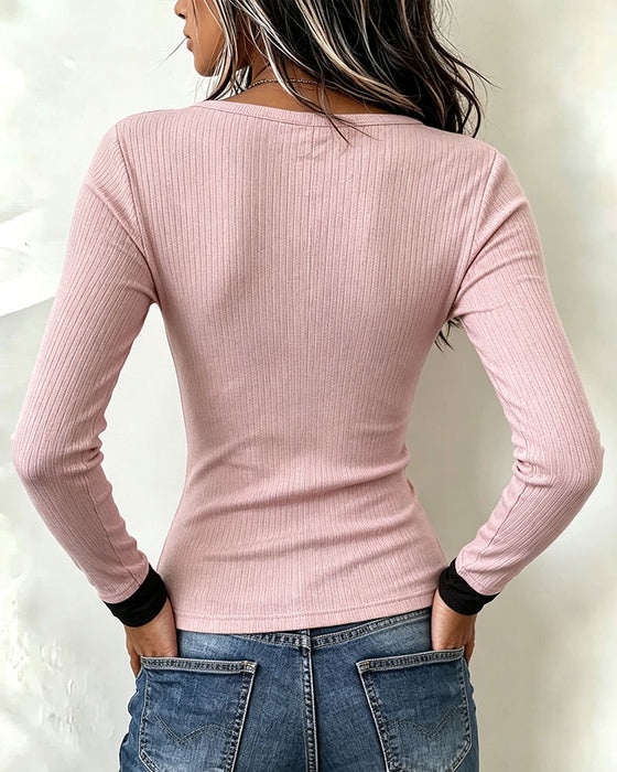Haut Couleur Contrastante Faux Deux Pièces