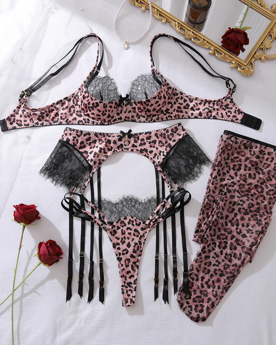 Ensemble Léopard Patchwork Dentelle