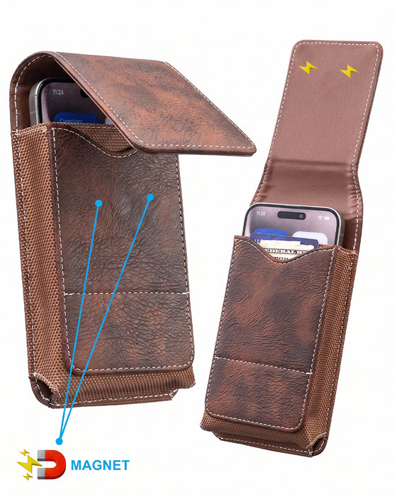 🔥 Étui De Ceinture Pour Téléphone 📱 Holster En Cuir Multi-Poches Avec Porte-Cartes
