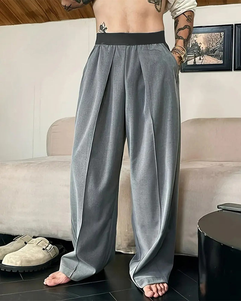 Pantalon Bloc De Couleur Taille Élastique Décontracté