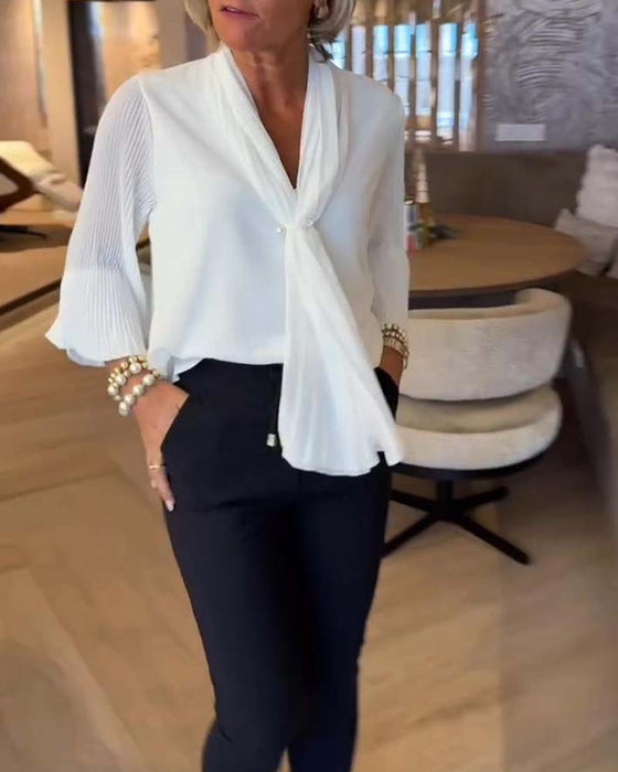 Blouse Manche Cloche Ruban Élégant