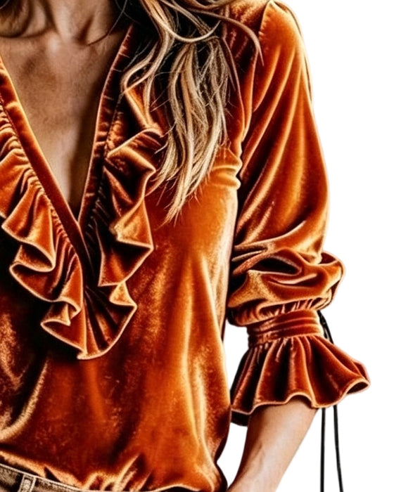 Blouse Col En V Volant Attacher
