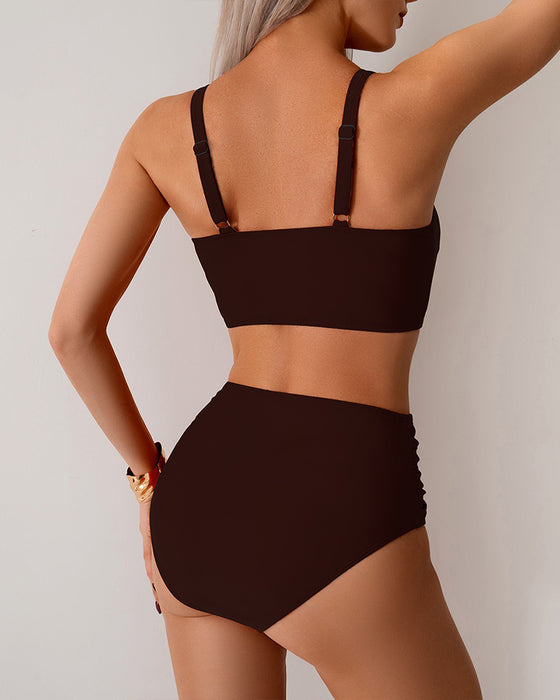 Bikini Unie Nœud Taille Haute Sexy