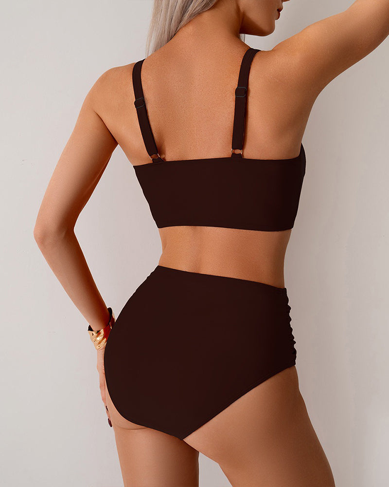 Bikini Unie Nœud Taille Haute Sexy