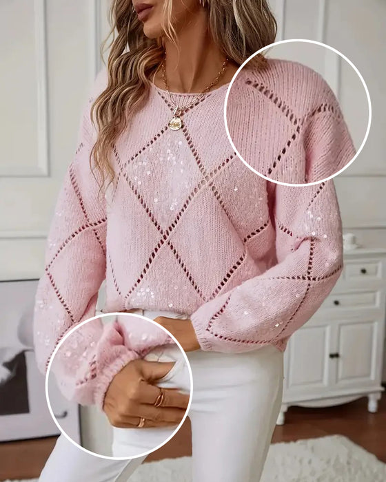 Pull Élégant Ajouré Paillettes