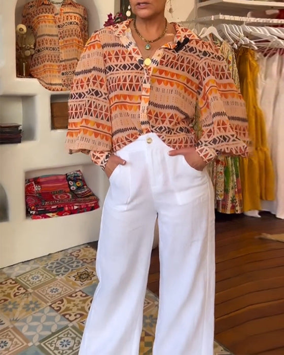 Chemise à revers et imprimé rétro