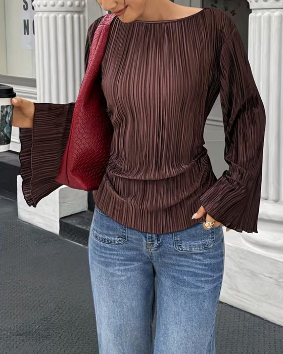 Blouse Uni Manches Évasées