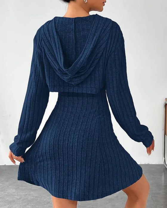 Ensemble Capuche Haut Débardeur Robe Deux Pièces