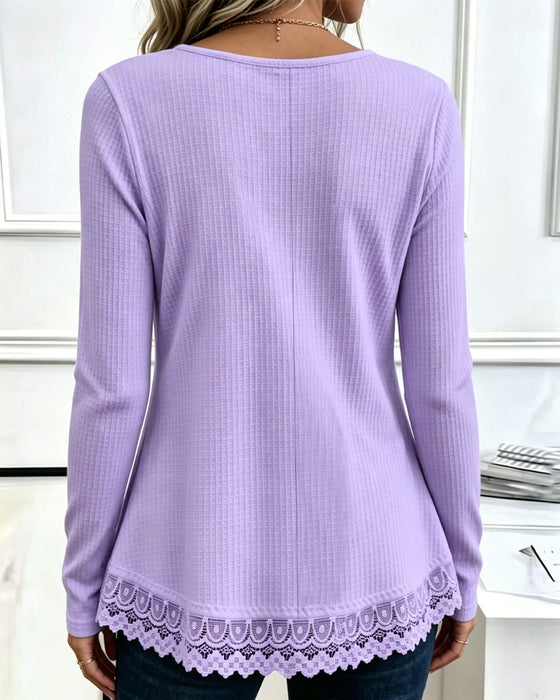 T-Shirt Manche Longue Gaufre Patchwork