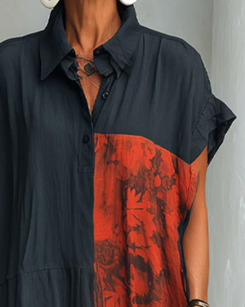Robe Revers Imprimé Lâche Chemise