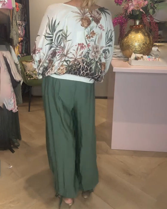Blouse Manche Chauve-Souris Imprimé Lâche