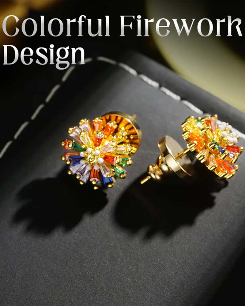 Boucles D'oreilles Clous Feu D'artifice Coloré 💎 Design Zircone & Élégant Minimaliste