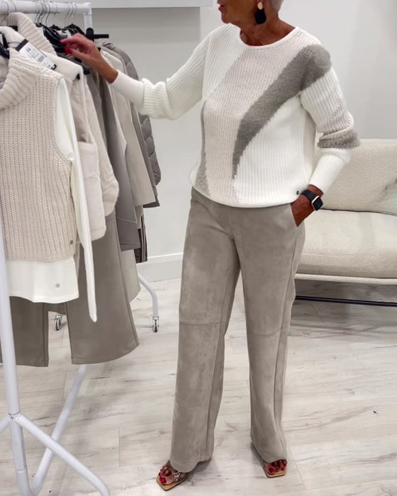 Pull Col Rond Confortable Décontracté