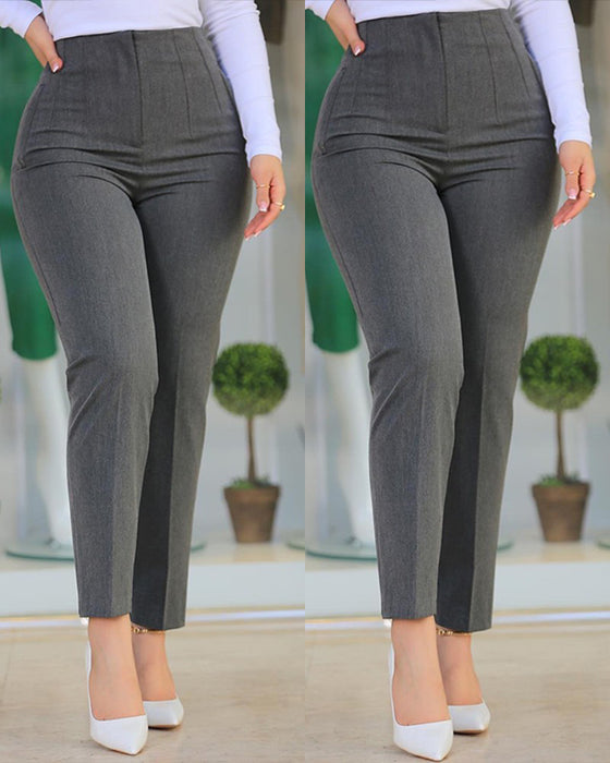 Pantalon Poche Décontracté Cropped