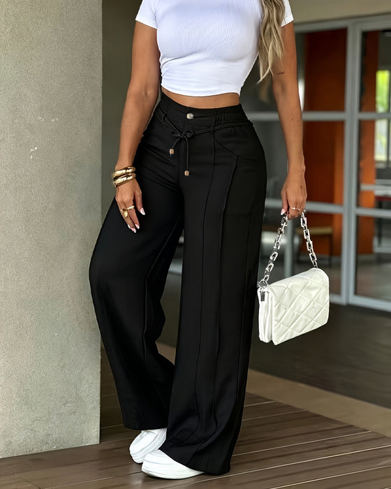 Pantalon Pli Central Taille Haute Attache