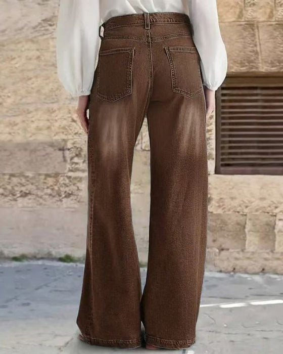 Jean Multi-Bouton Lavé Lâche
