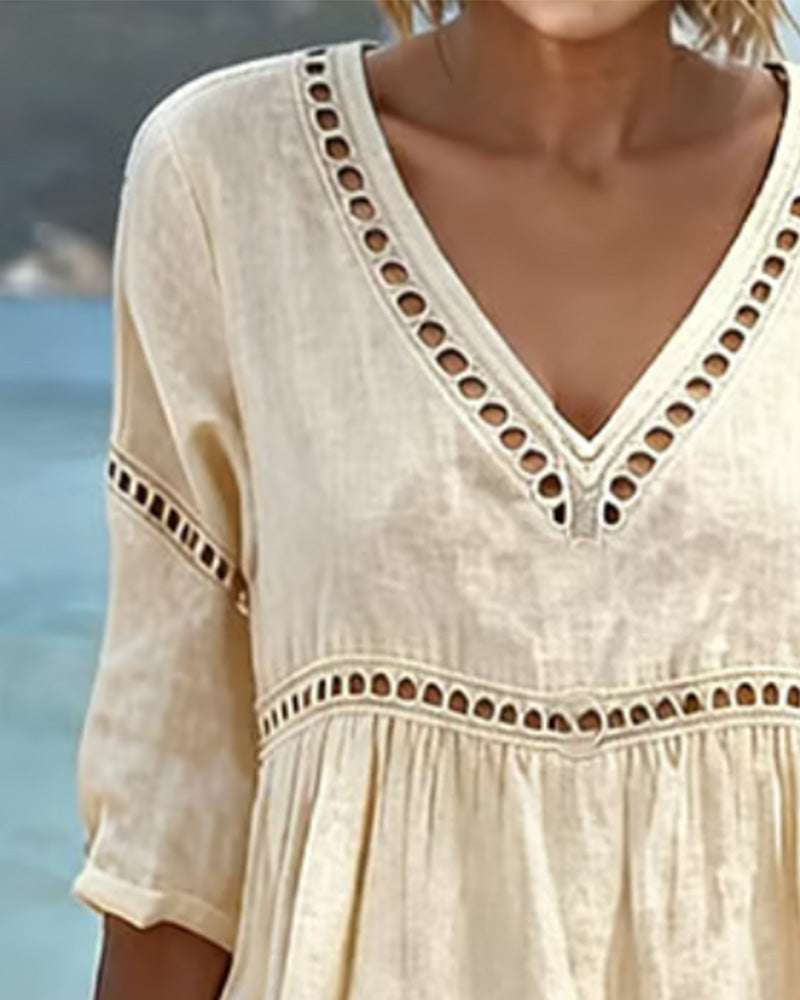 Robe Unie Ajourée Décontractée